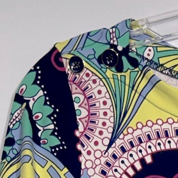Talbots Jersey Shift Midi Dress Multicolor Spiral Paisley Print - Size M… - Picture 3 of 8